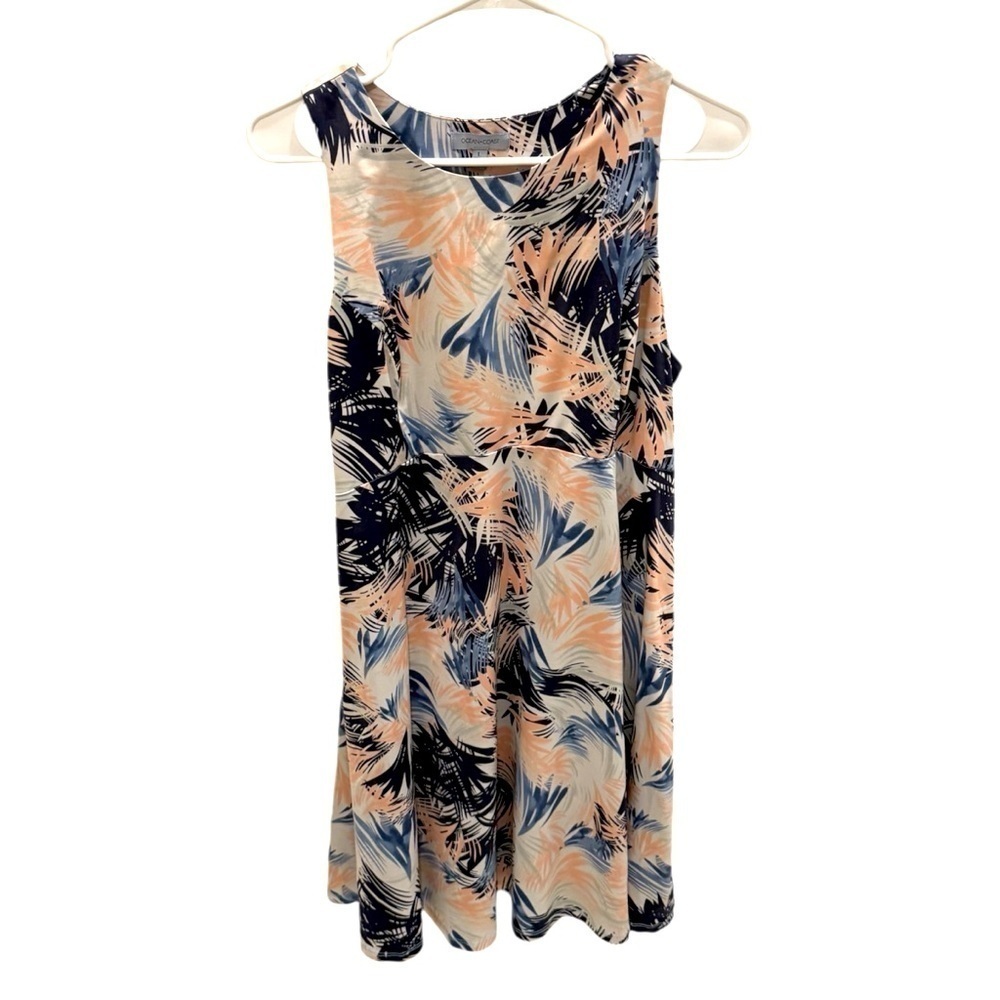 Ocean + Coast Womens Petal Pink Blue Tropical Print Tank Dress Size Large